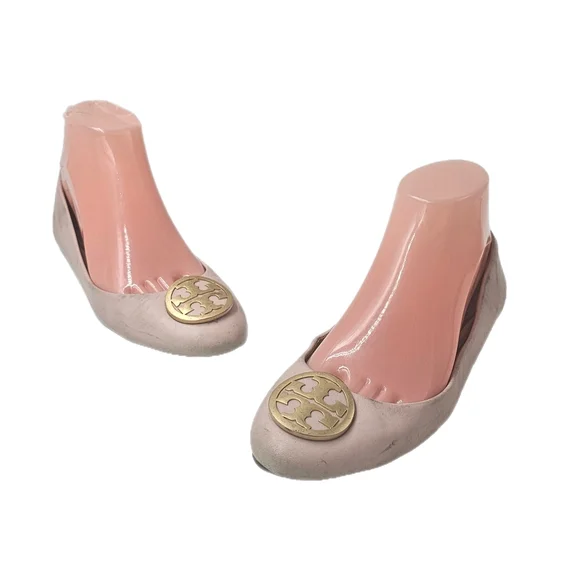 Tory Burch Benton 2 Ballet Flats Nappa Leather Seashell Pink Goan Sand Size 7 - Picture 2 of 11